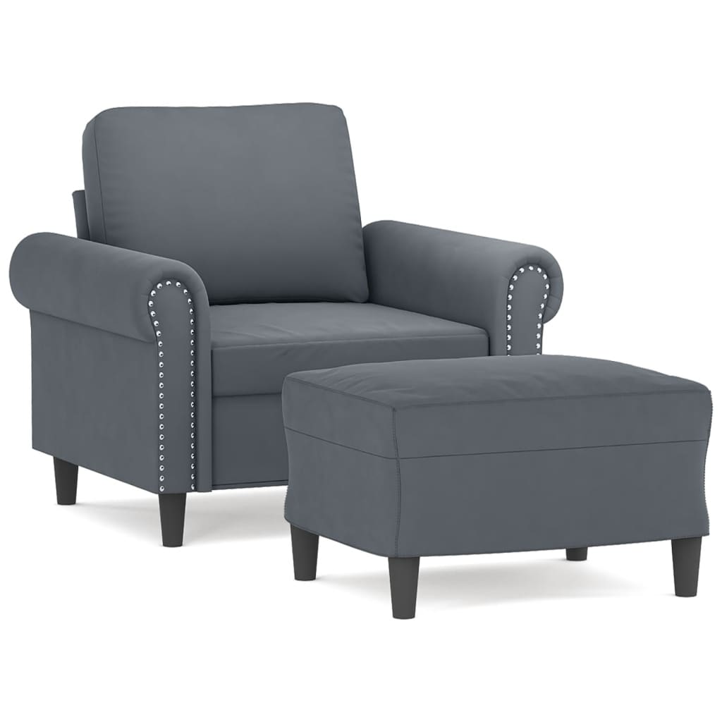 Fauteuil avec repose-pieds 60 cm velours