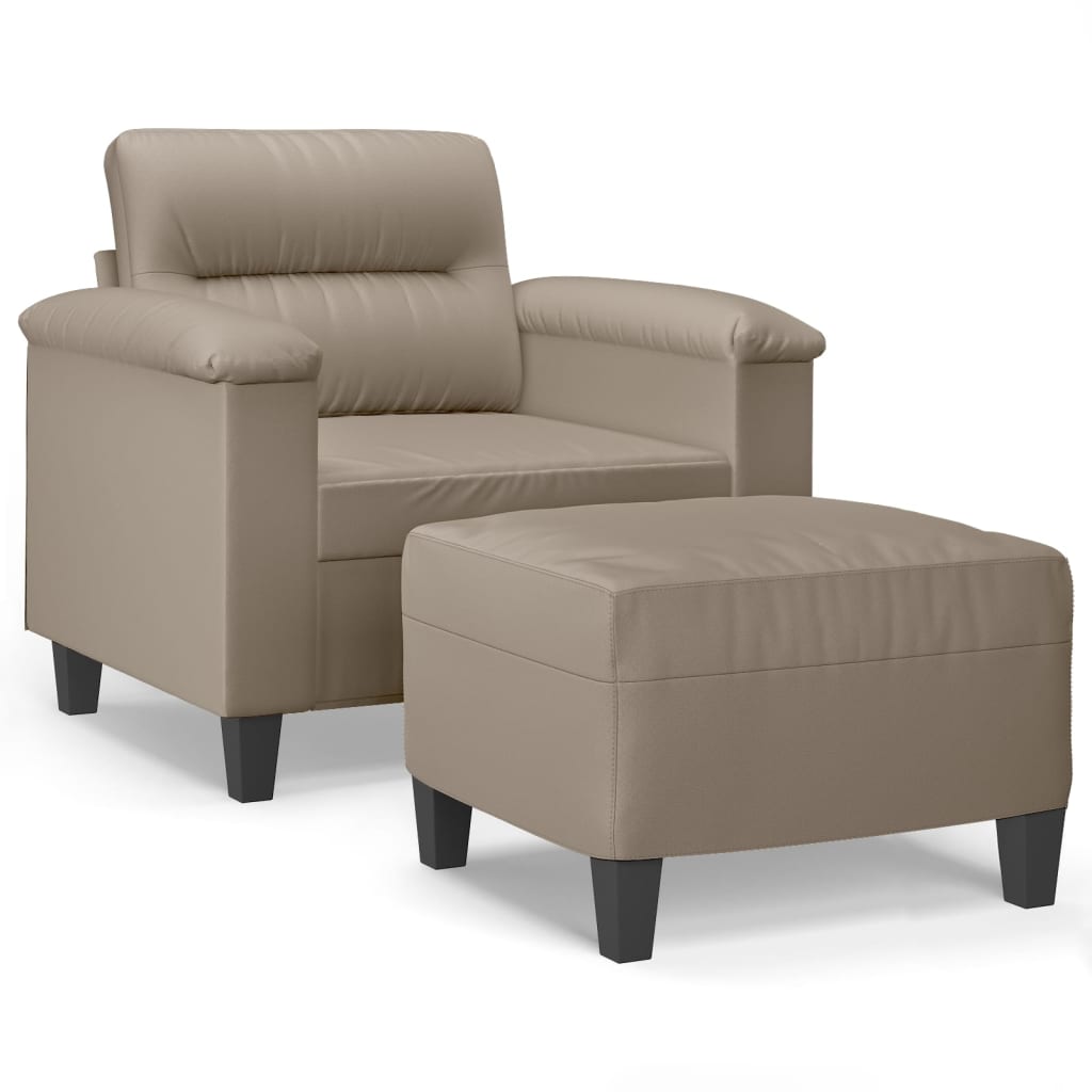 Fauteuil met voetenbank 60 cm microvezelstof zwart