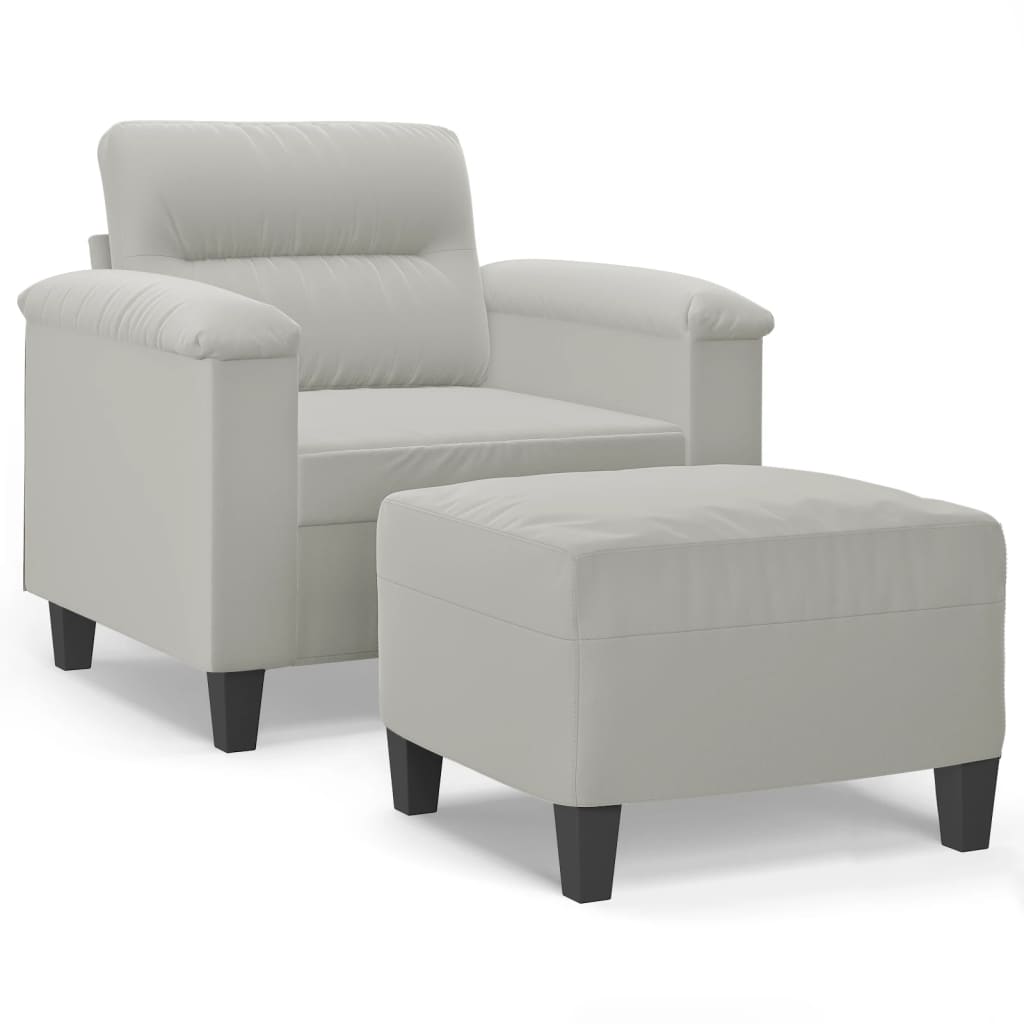 Fauteuil met voetenbank 60 cm microvezelstof zwart