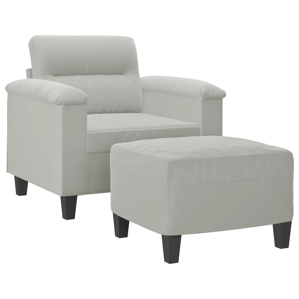 Fauteuil met voetenbank 60 cm microvezelstof zwart