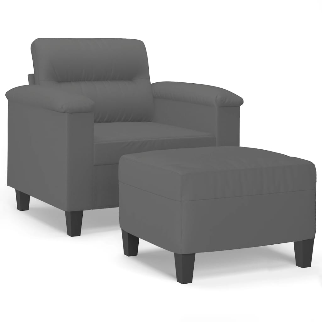 Fauteuil met voetenbank 60 cm microvezelstof lichtgrijs