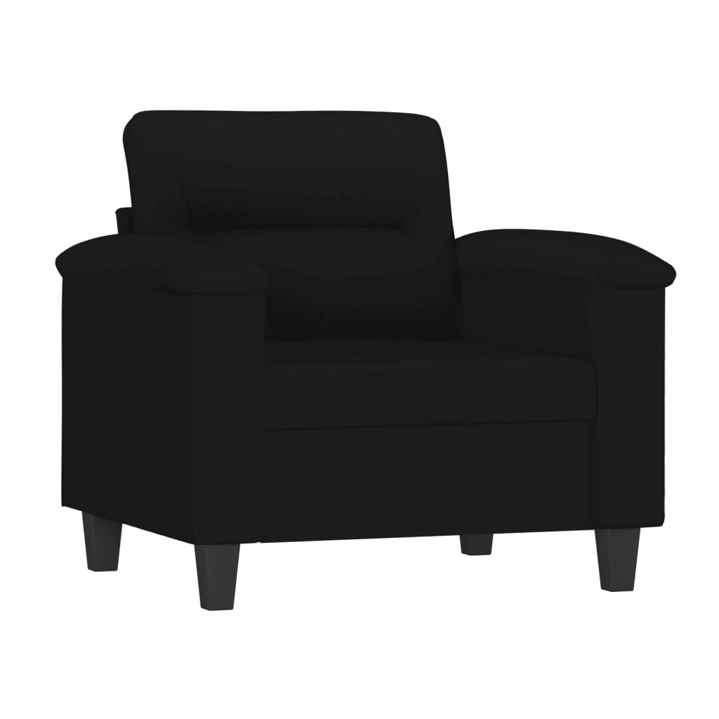 Fauteuil met voetenbank 60 cm microvezelstof zwart