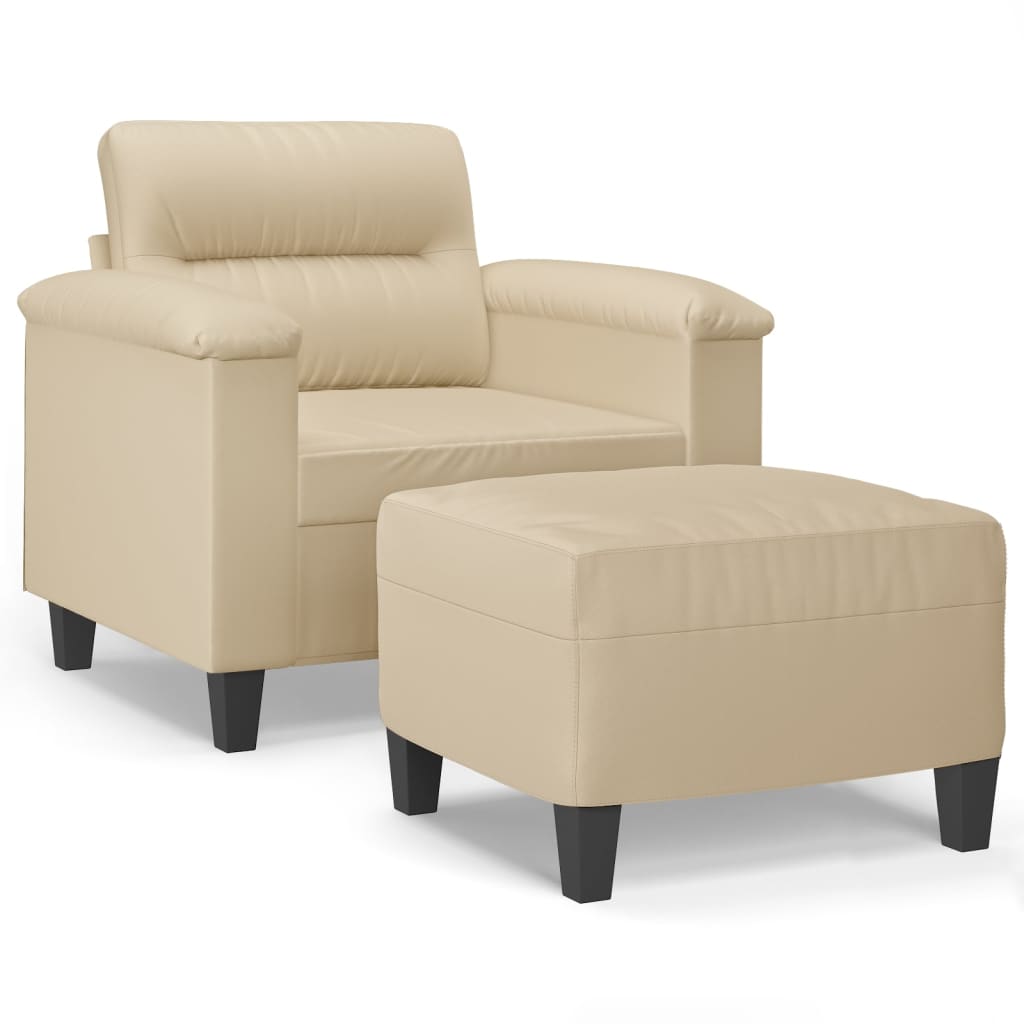 Fauteuil met voetenbank 60 cm microvezelstof zwart