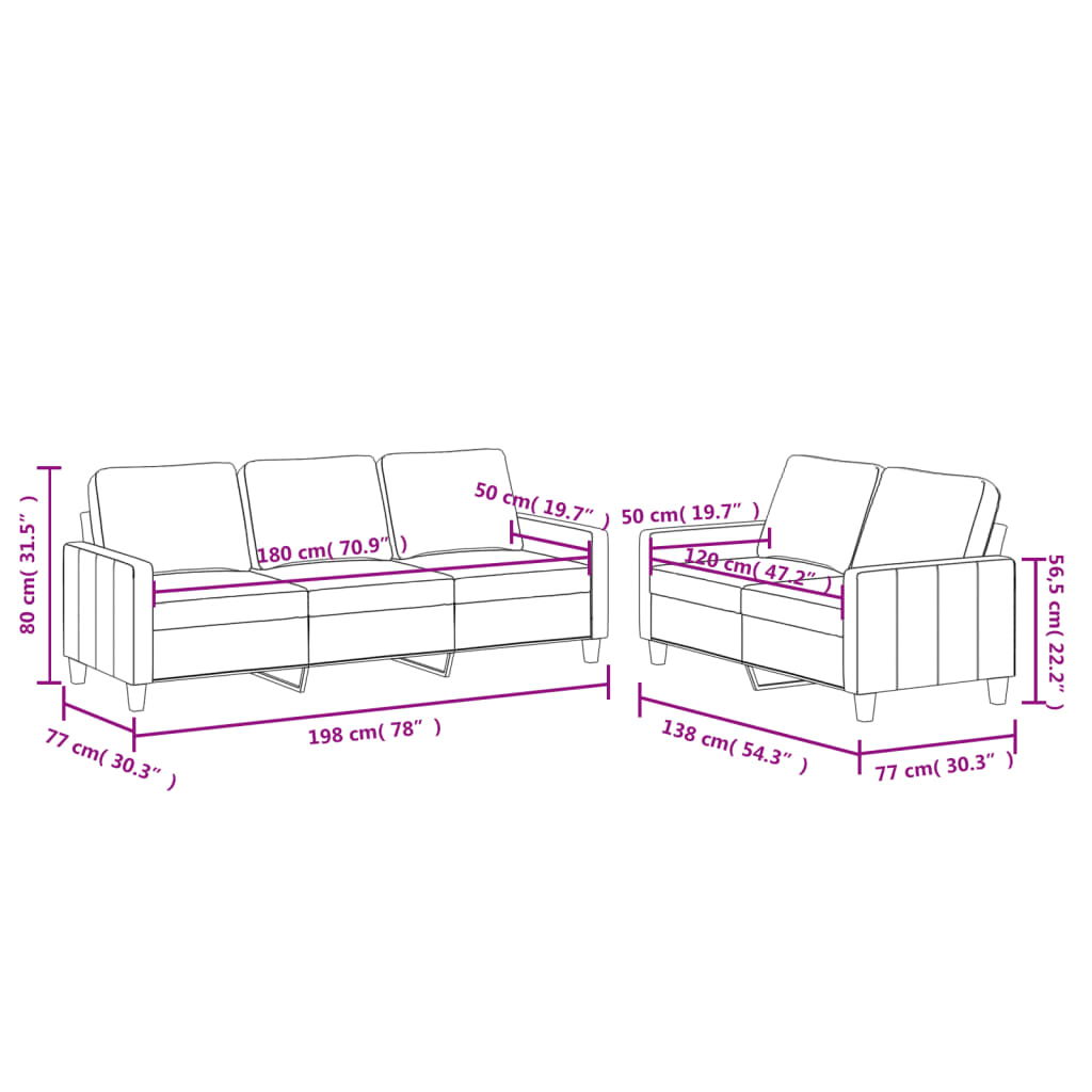 2-delige Loungeset met kussens kunstleer cappuccino