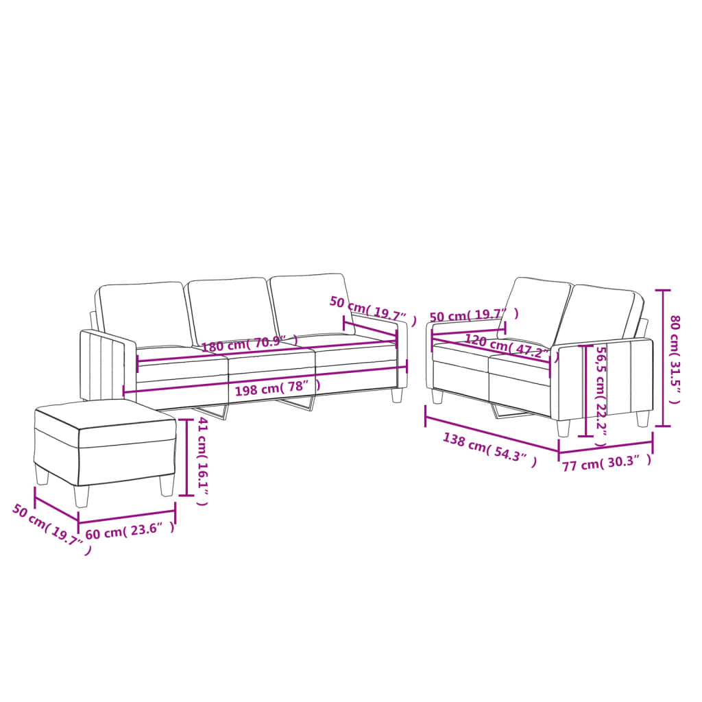 2-delige Loungeset met kussens kunstleer