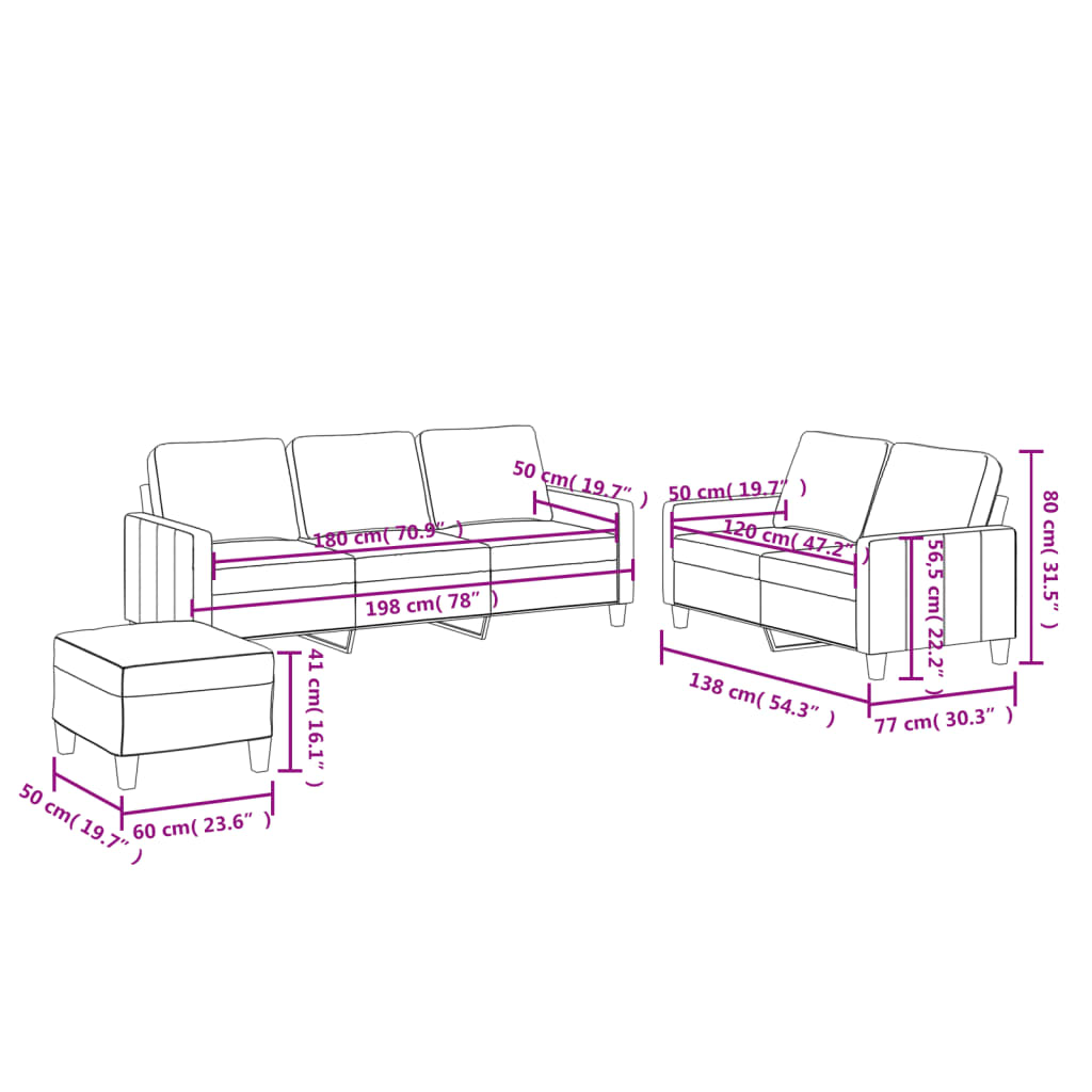 2-delige Loungeset met kussens kunstleer cappuccino