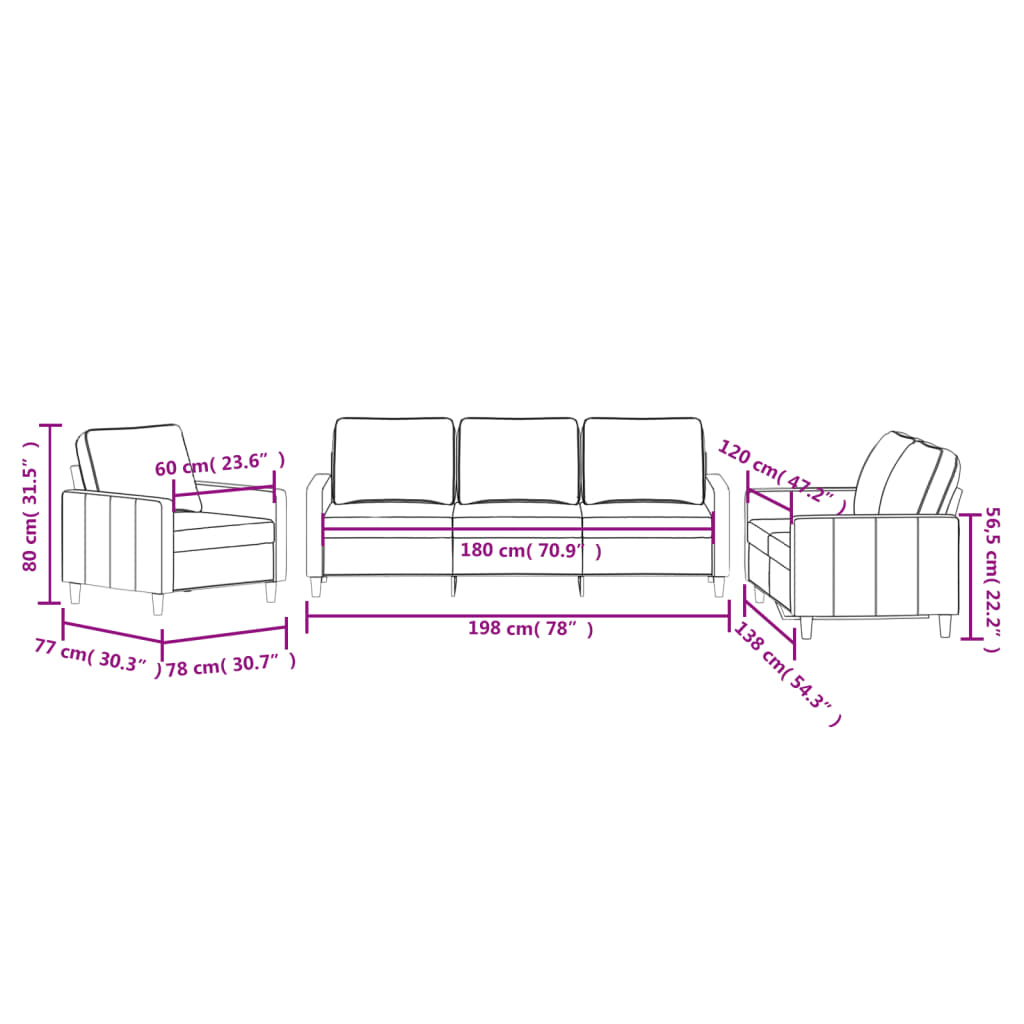 4-delige Loungeset met kussens fluweel