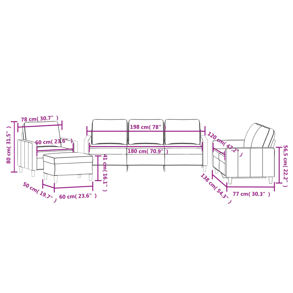 3-delige Loungeset met kussens fluweel