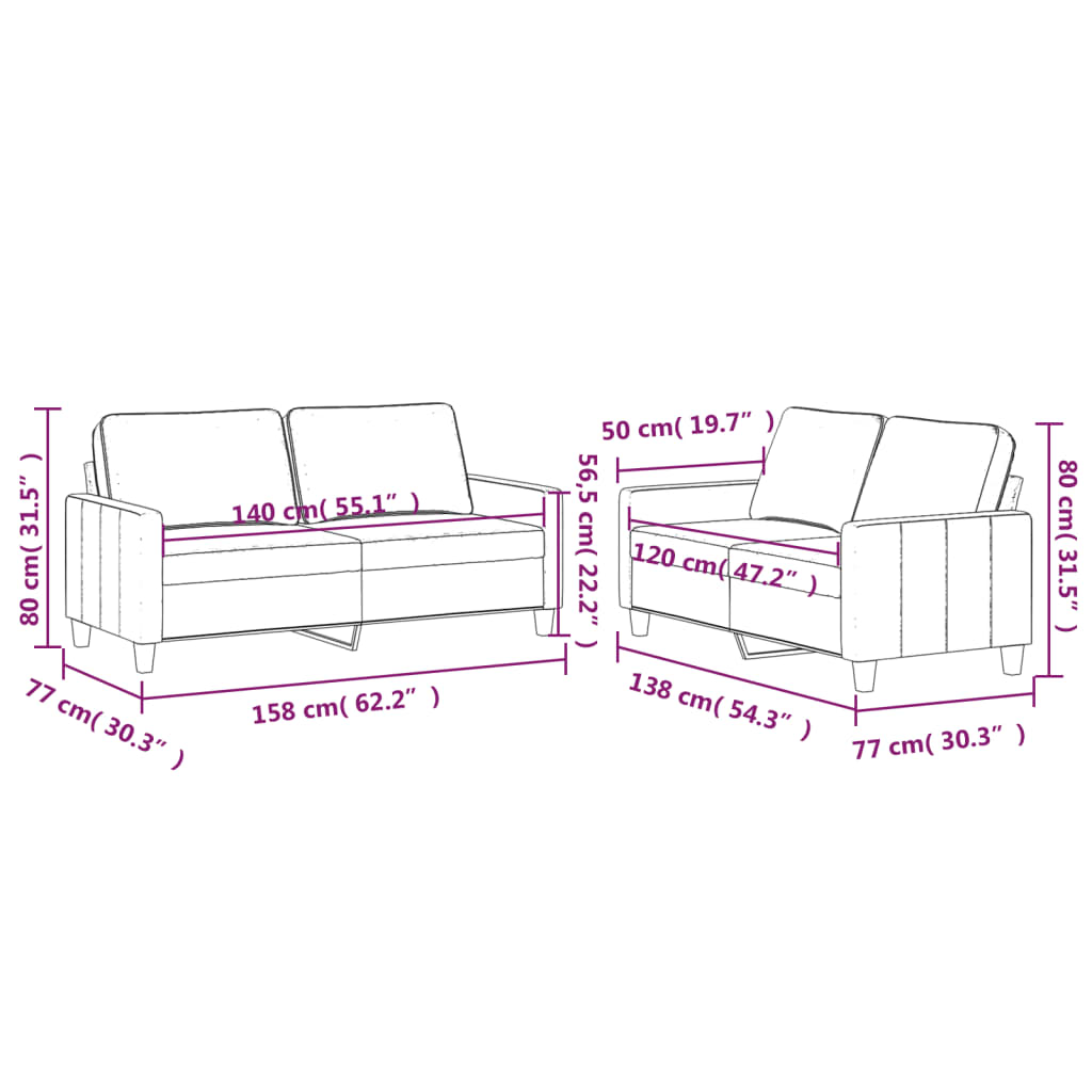 2-delige Loungeset met kussens fluweel wijnrood