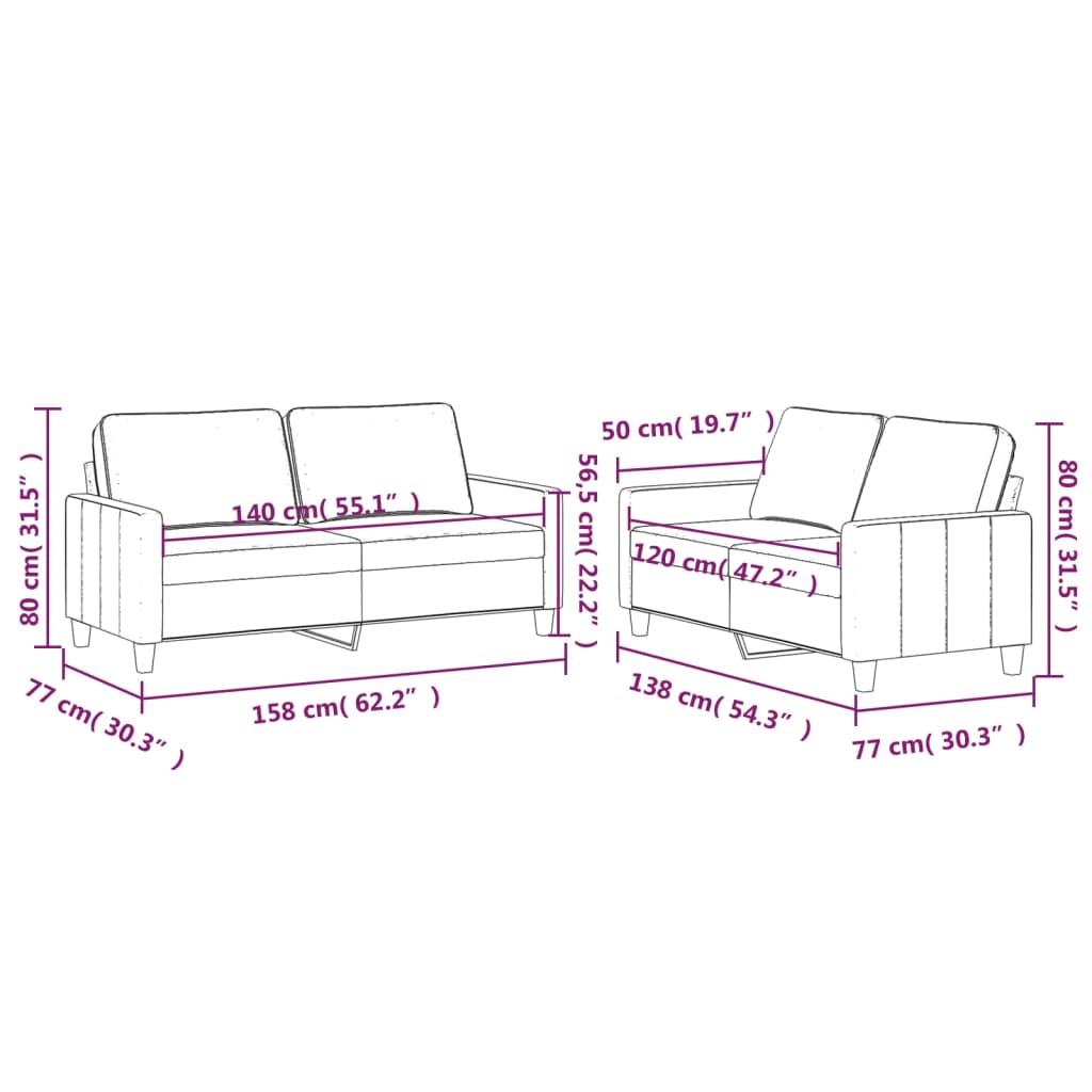 2-delige Loungeset met kussens fluweel wijnrood