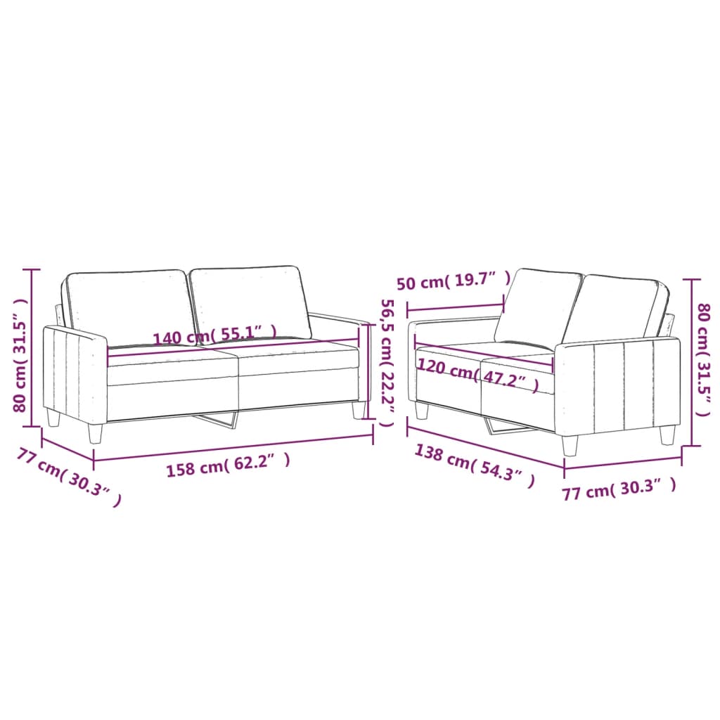 2-delige Loungeset met kussens fluweel