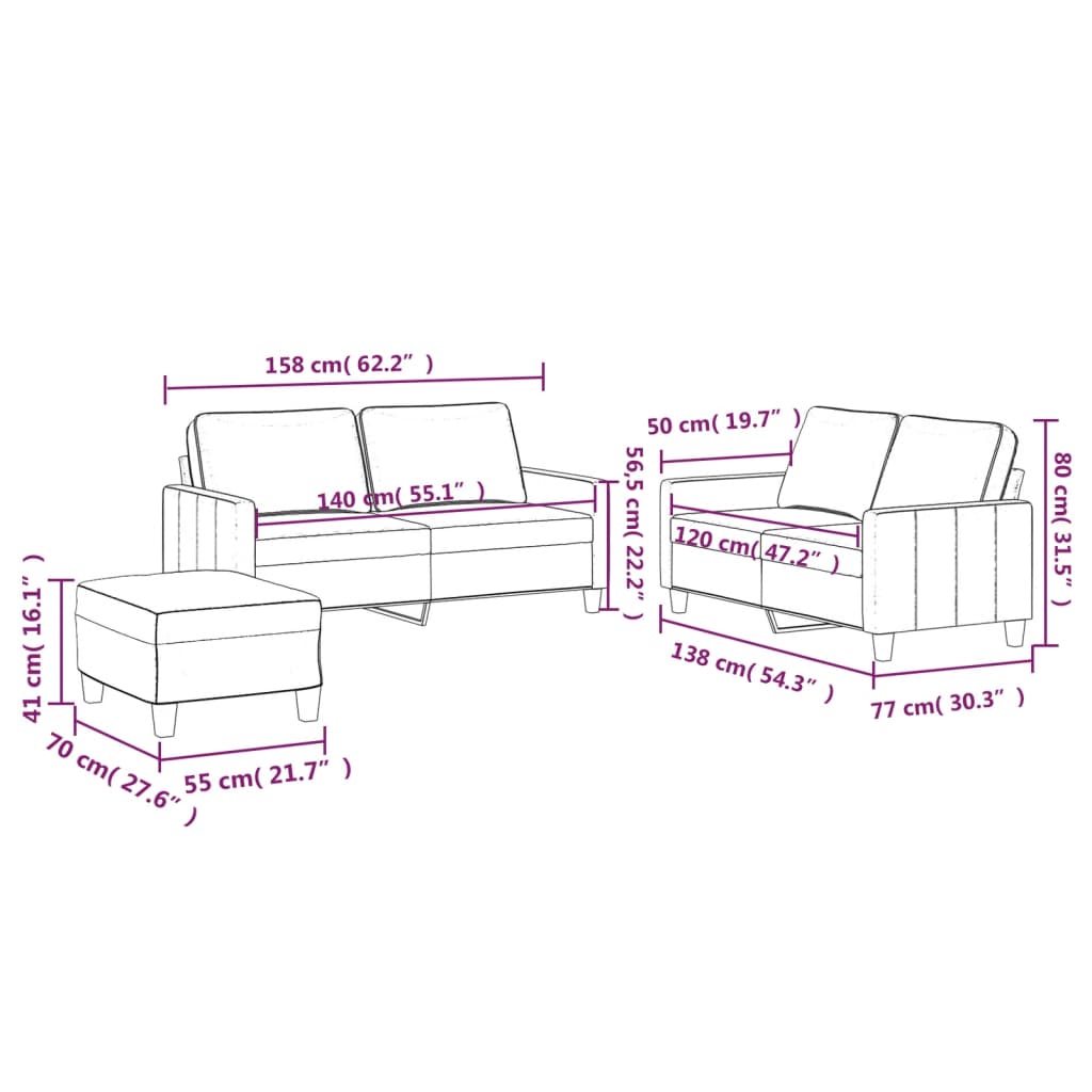 2-delige Loungeset met kussens fluweel