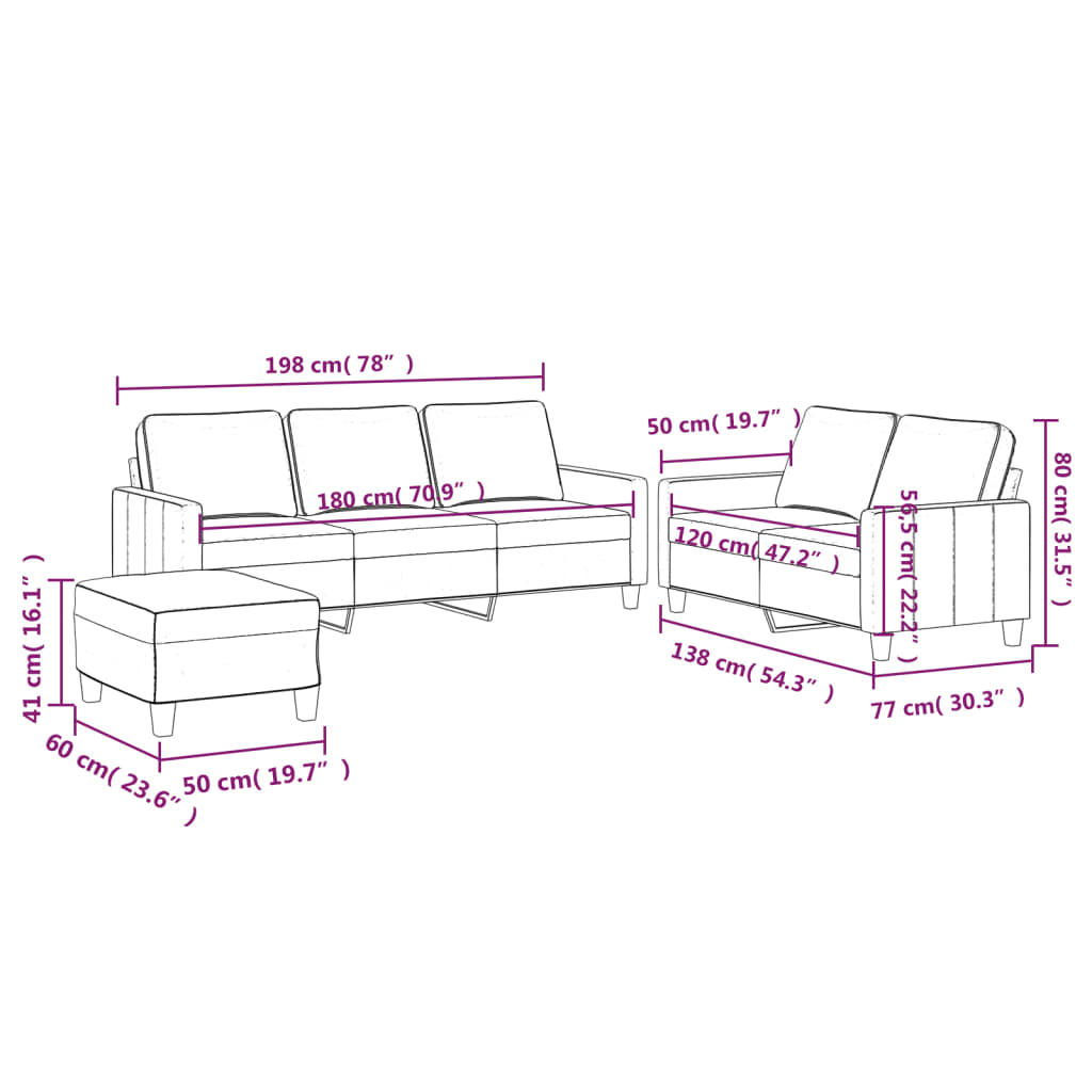 2-delige Loungeset met kussens fluweel