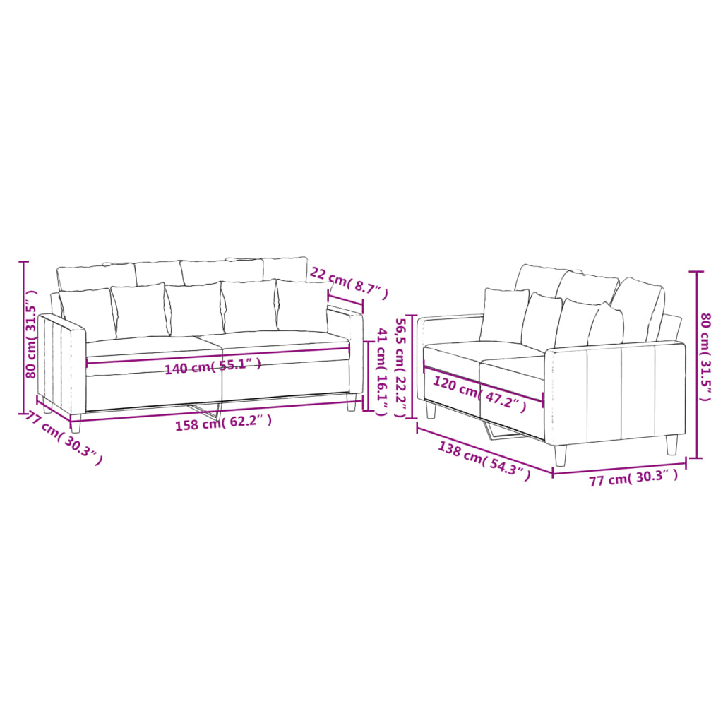 3-delige Loungeset met kussens fluweel