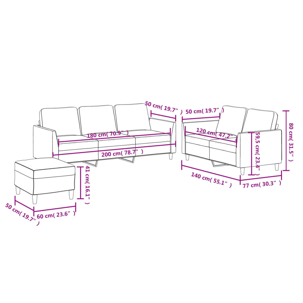 2-delige Loungeset met kussens kunstleer