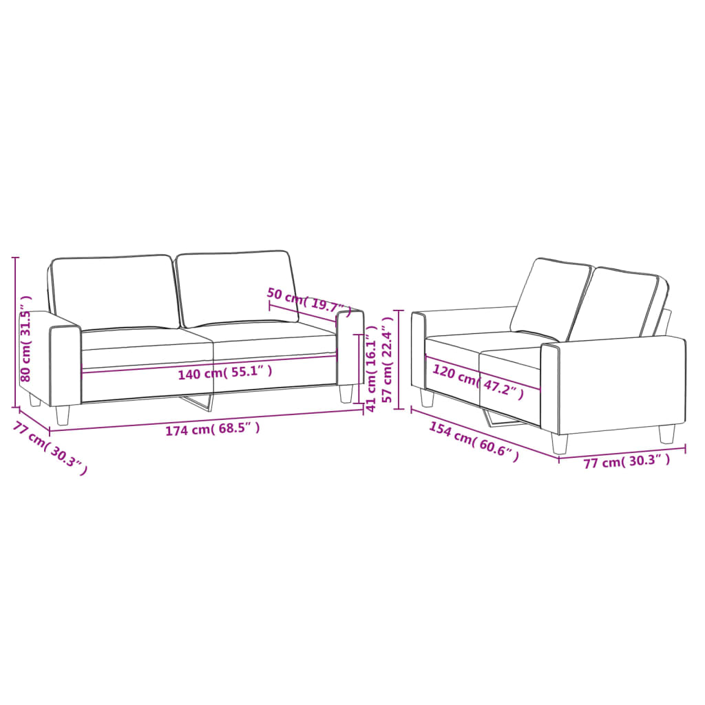 2-delige Loungeset stof