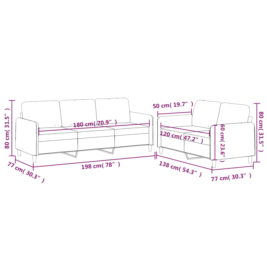 2-delige Loungeset met kussens stof