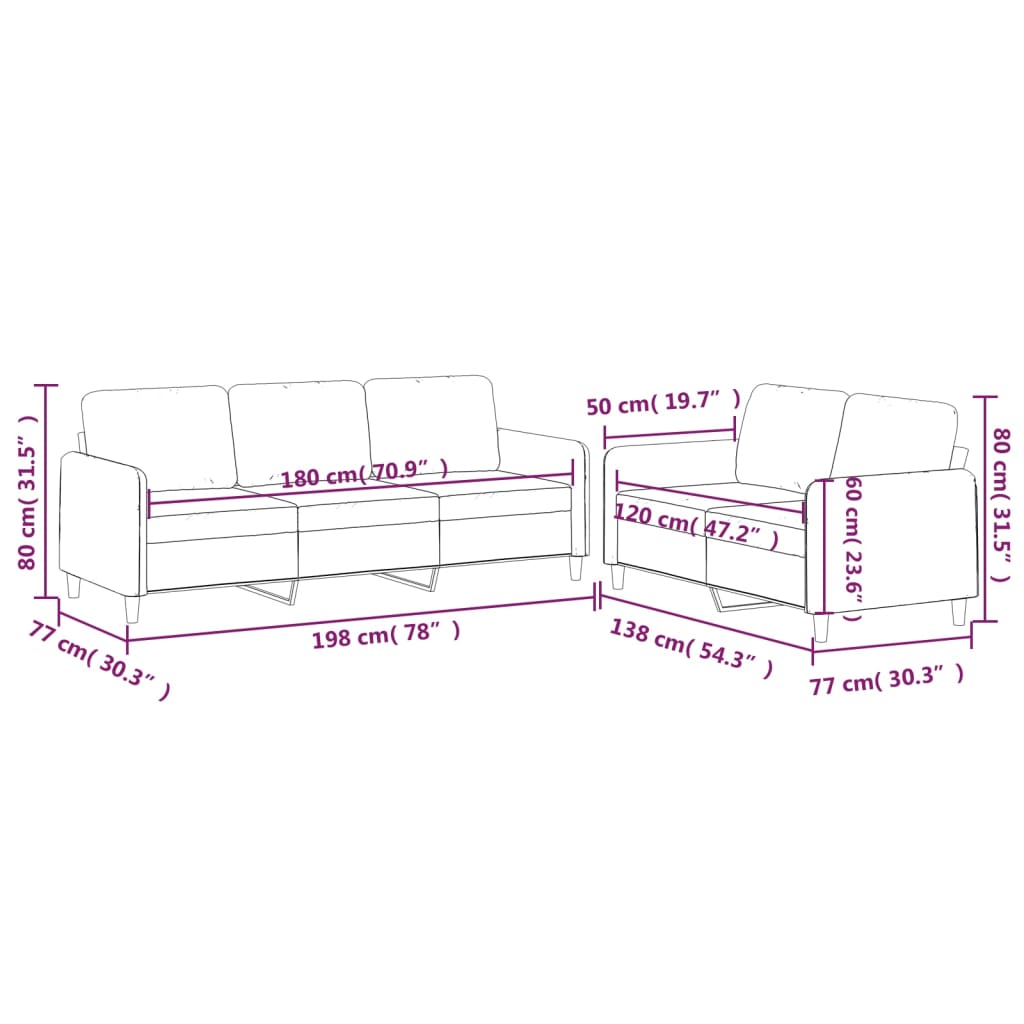 2-delige Loungeset met kussens stof