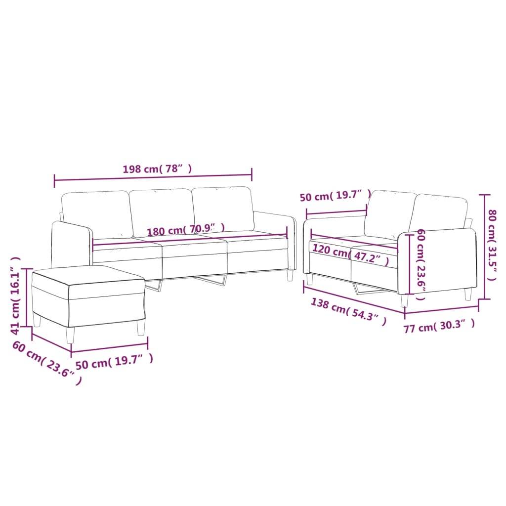 2-delige Loungeset met kussens stof