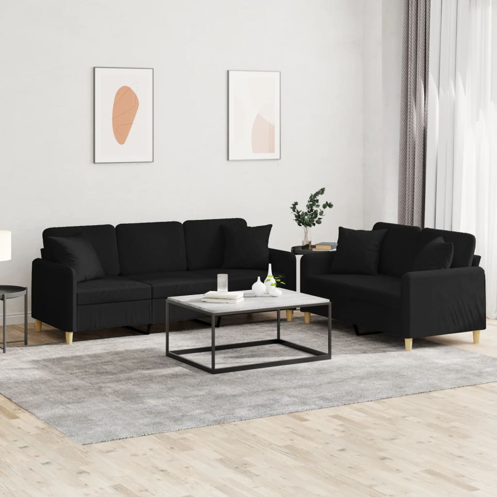 2-delige Loungeset met kussens stof bruin