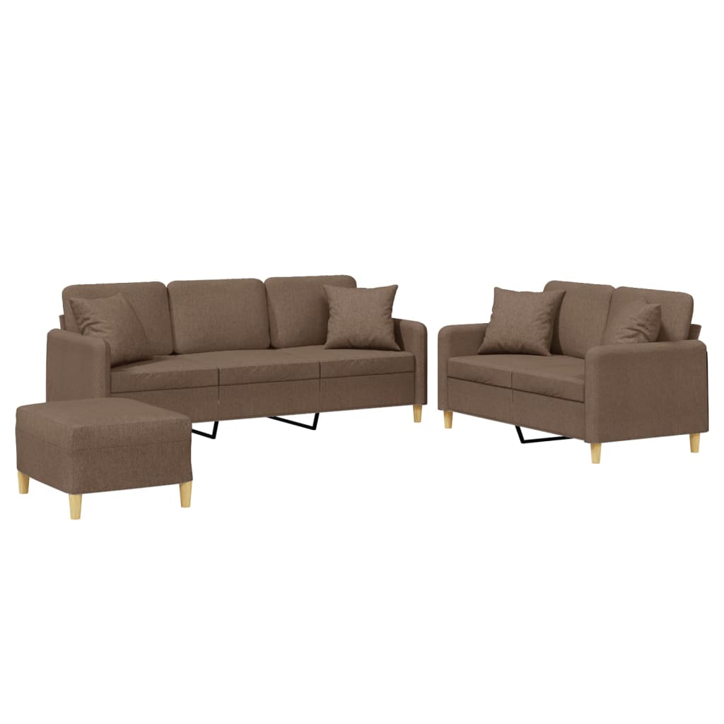 2-delige Loungeset met kussens stof bruin