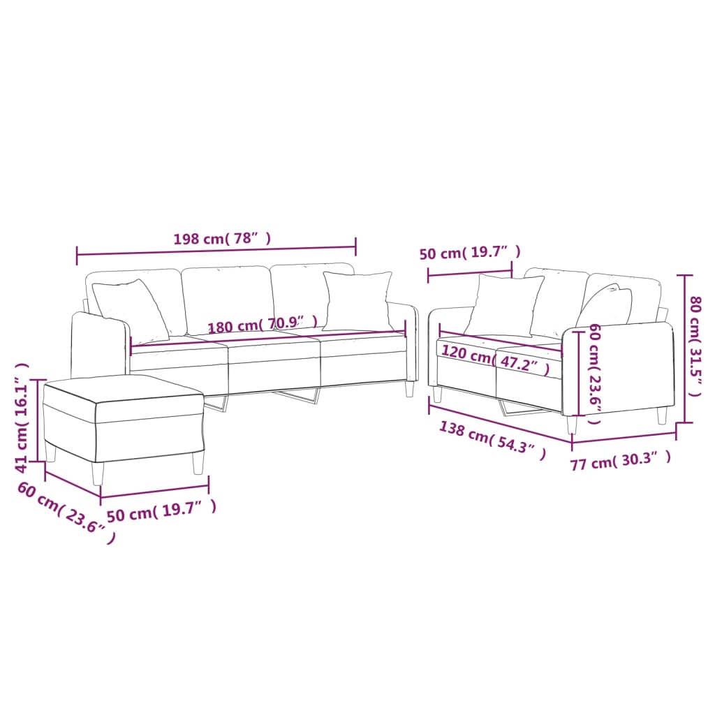 2-delige Loungeset met kussens stof