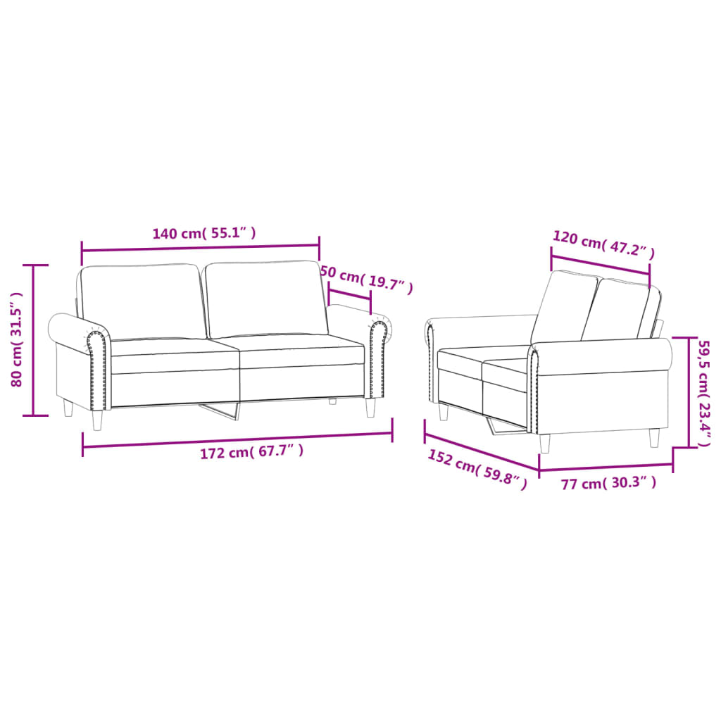 2-delige Loungeset met kussens fluweel