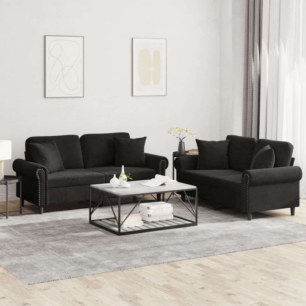 2-delige Loungeset met kussens fluweel