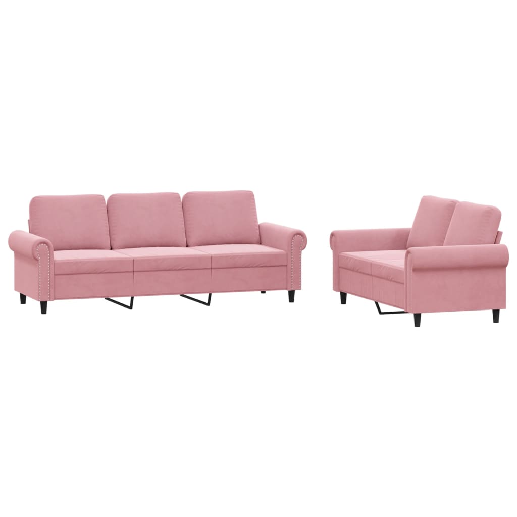 2-delige Loungeset met kussens fluweel roze