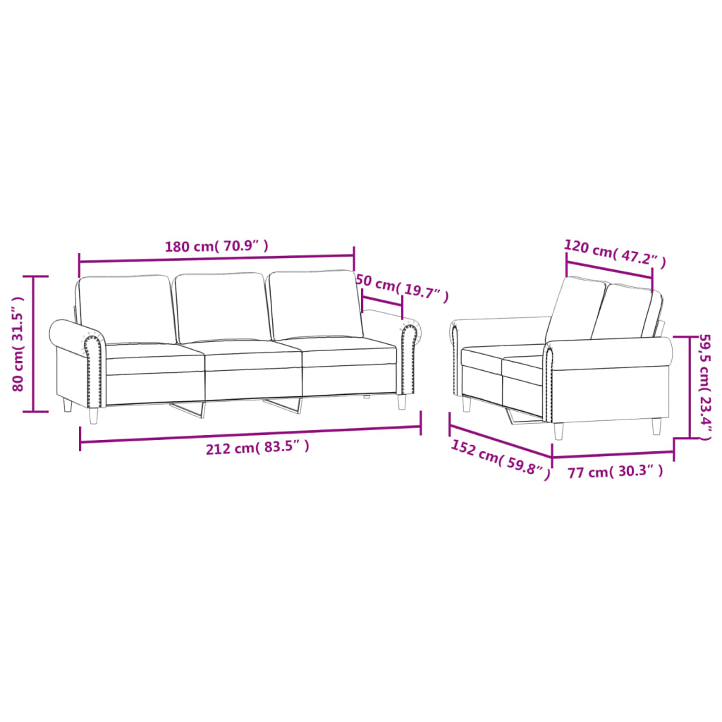 3-delige Loungeset met kussens fluweel