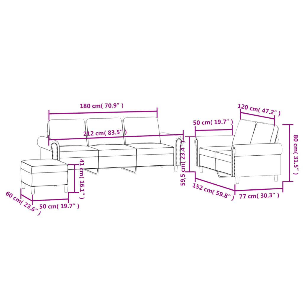 2-delige Loungeset met kussens fluweel