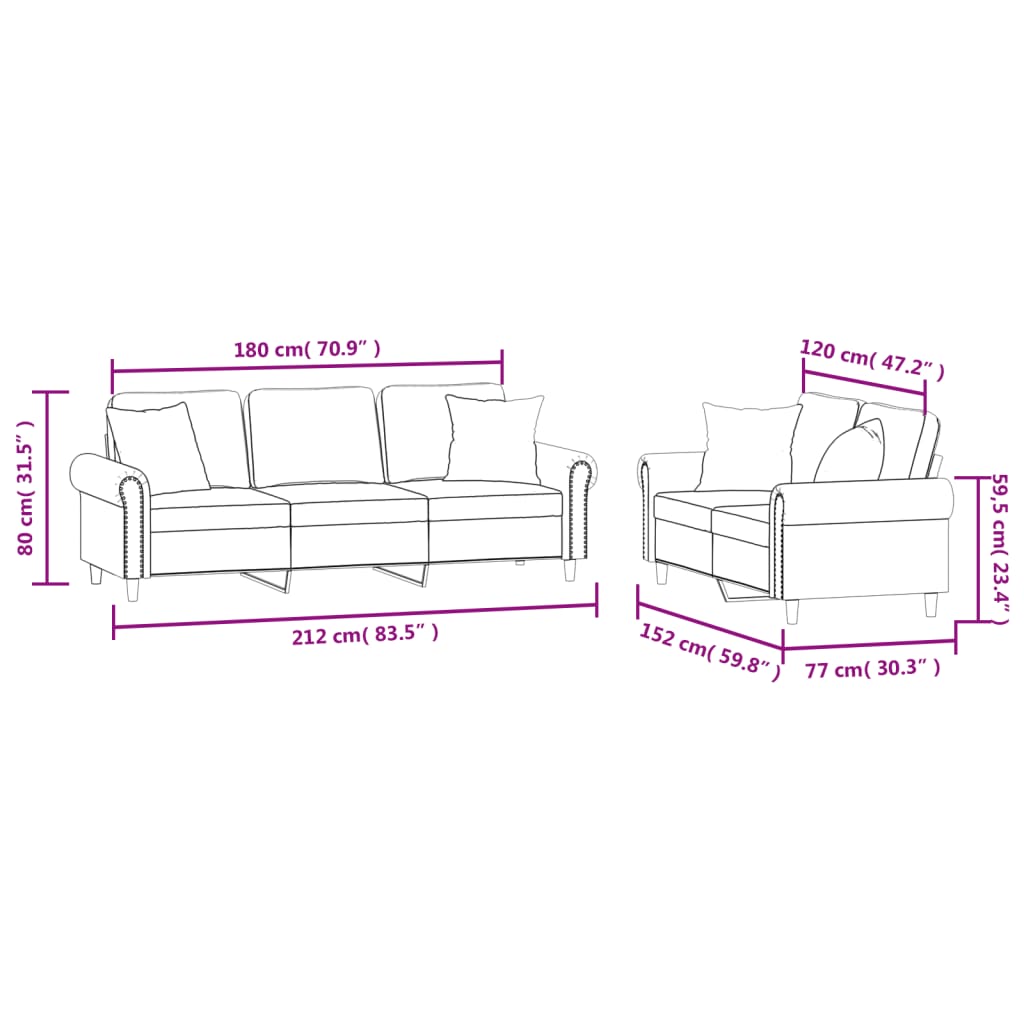 2-delige Loungeset met kussens fluweel