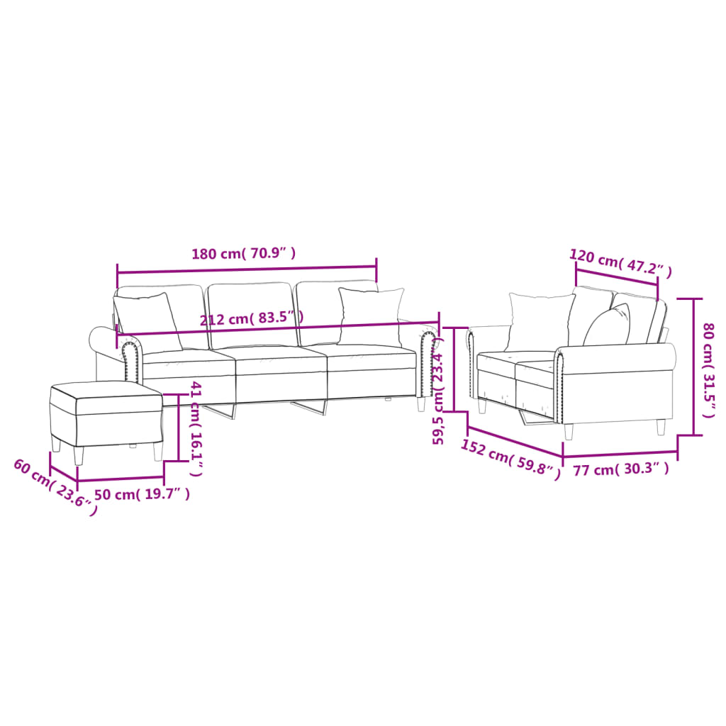 2-delige Loungeset met kussens fluweel