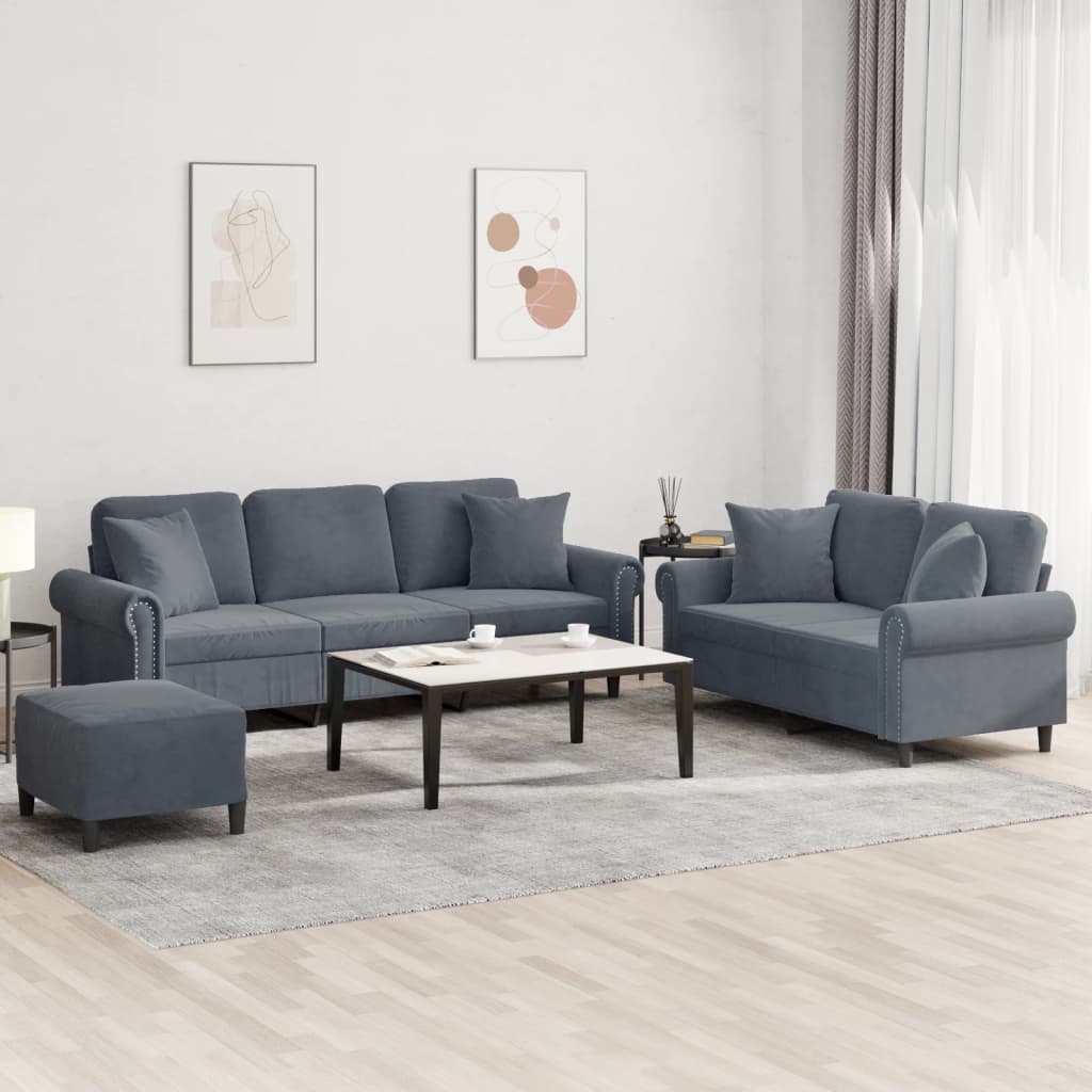 3-delige Loungeset met kussens fluweel