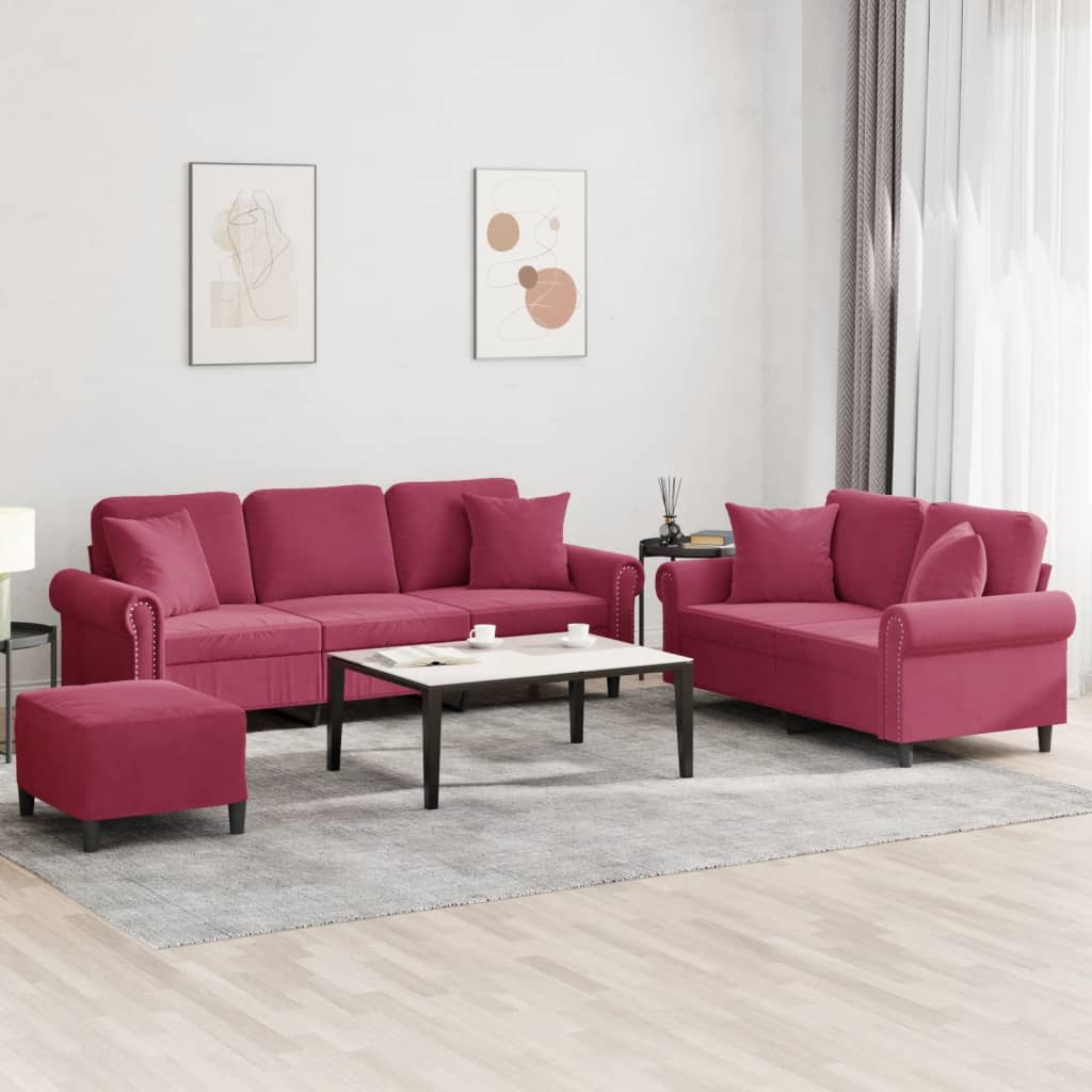 2-delige Loungeset met kussens fluweel roze