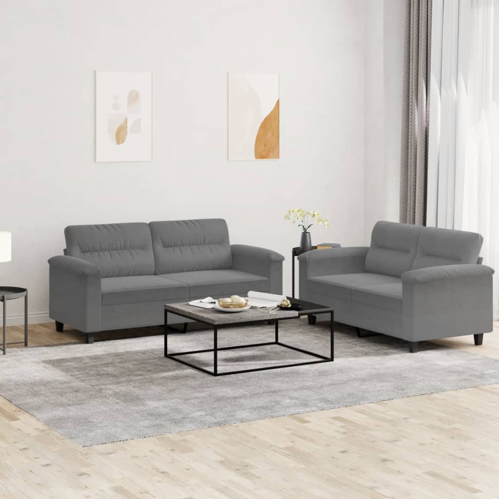 2-delige Loungeset met kussens microvezelstof taupe