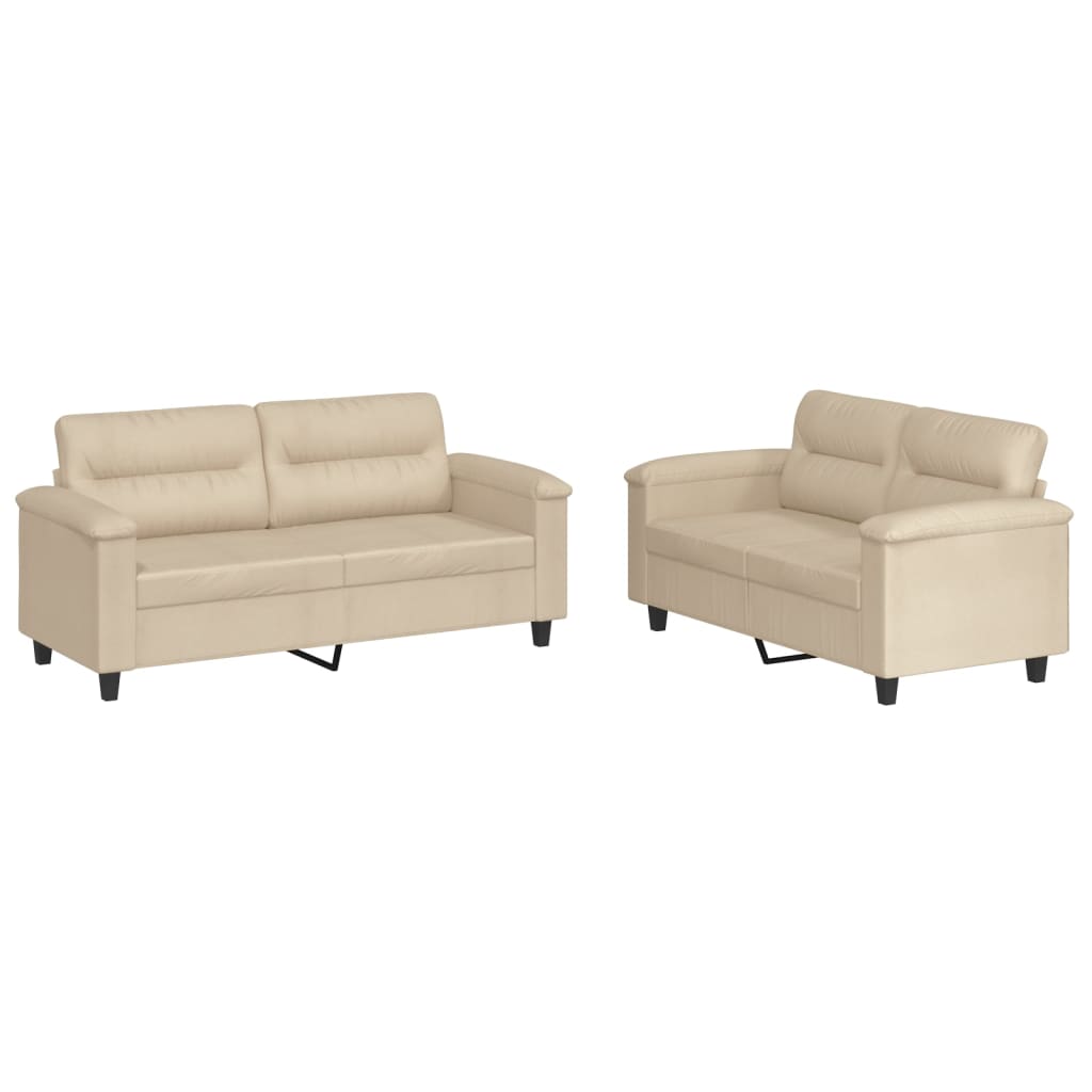 2-delige Loungeset met kussens microvezelstof taupe