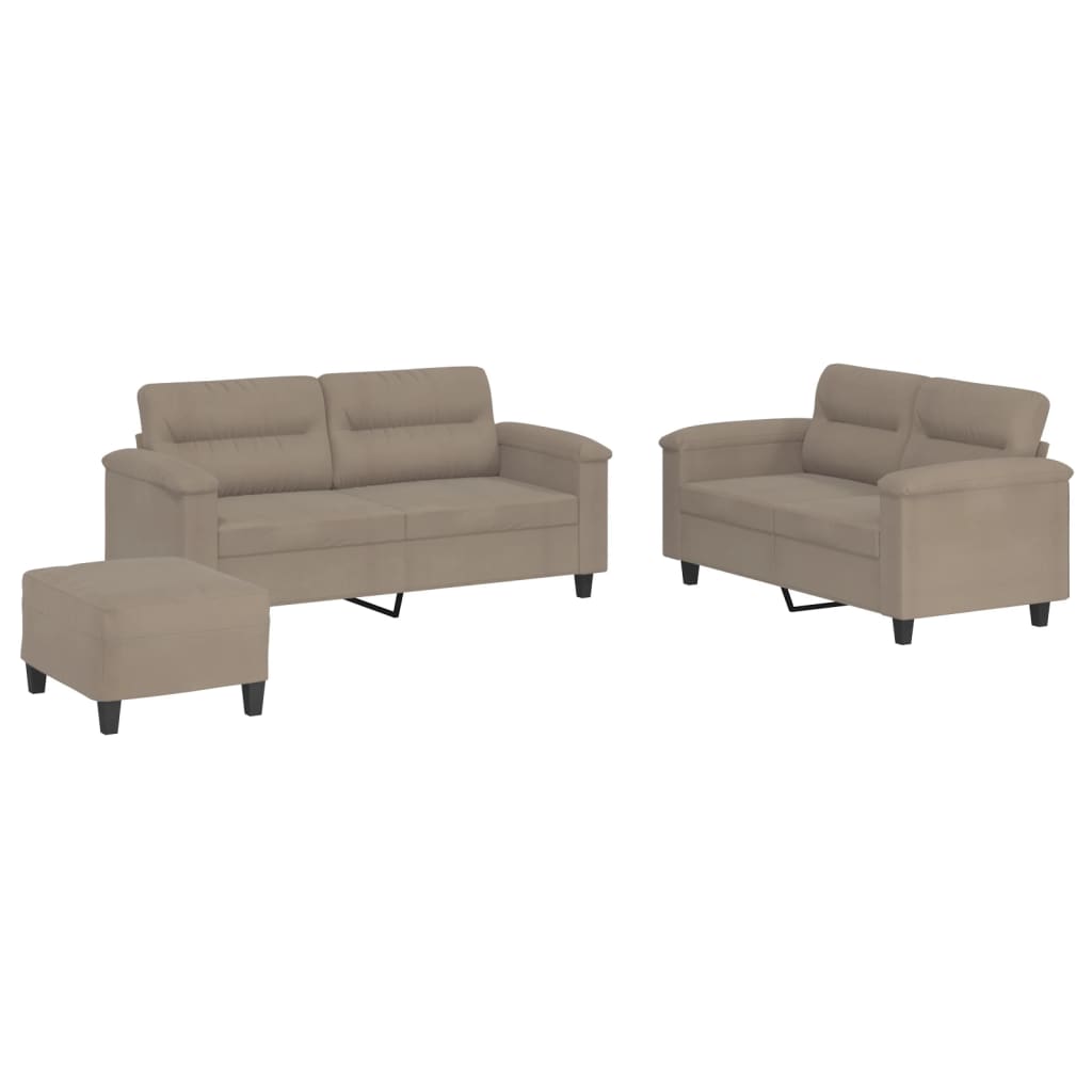 2-delige Loungeset met kussens microvezelstof taupe