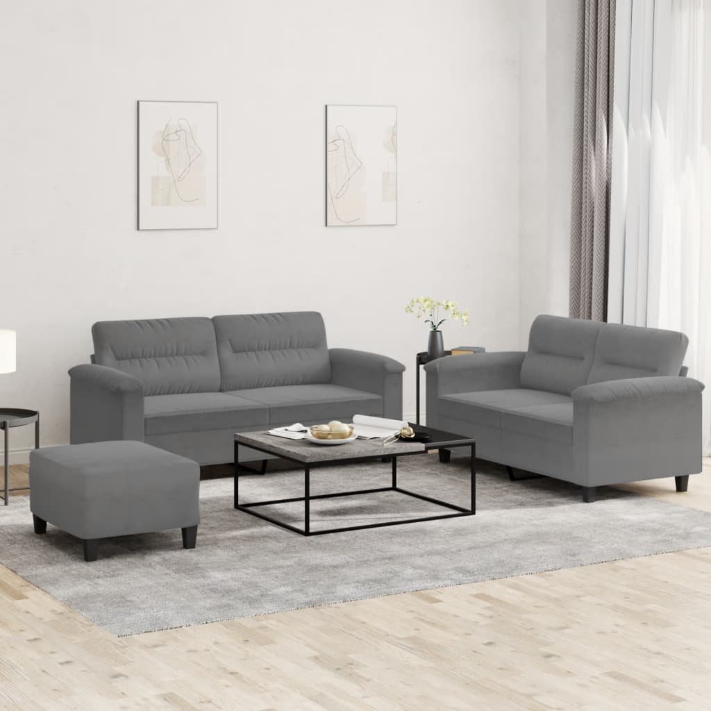 2-delige Loungeset met kussens microvezelstof taupe