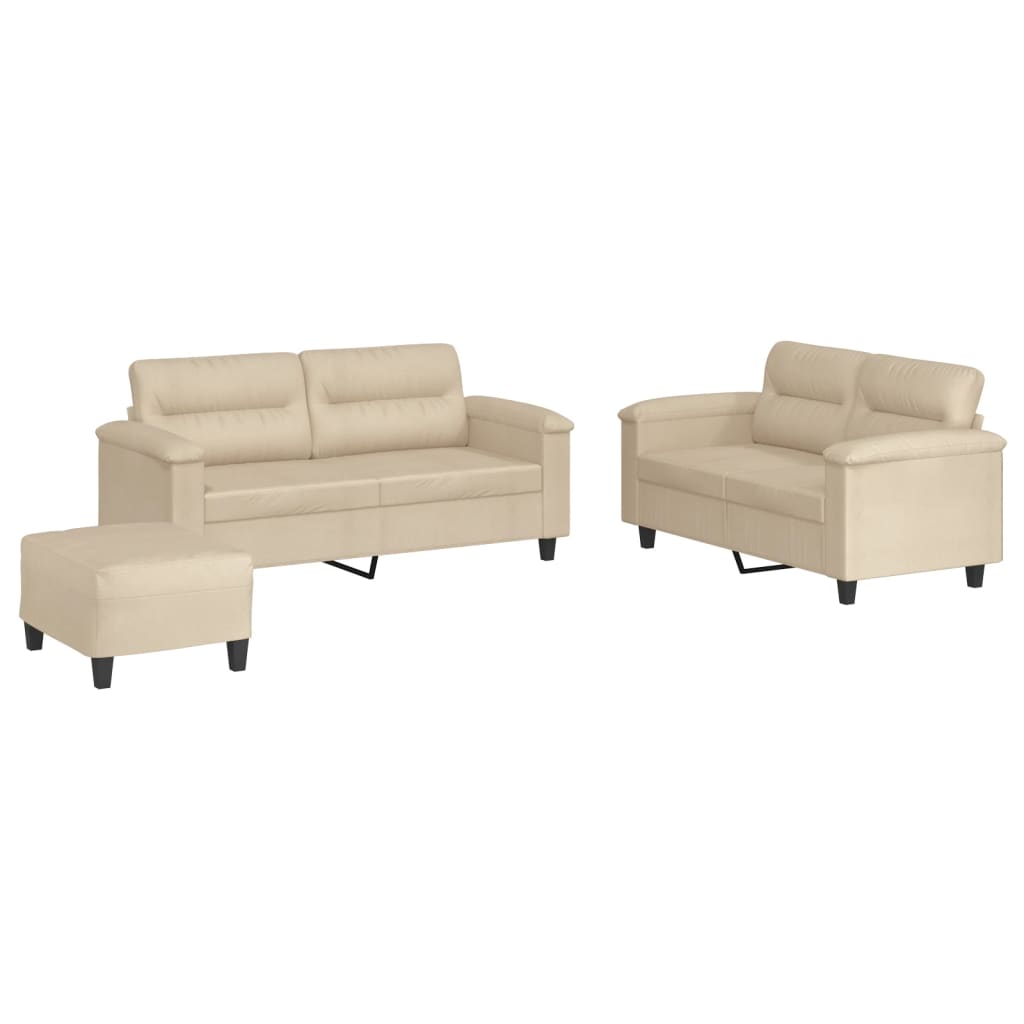 2-delige Loungeset met kussens microvezelstof taupe