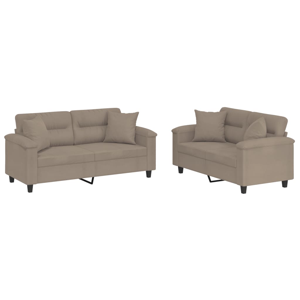 2-delige Loungeset met kussens microvezelstof taupe