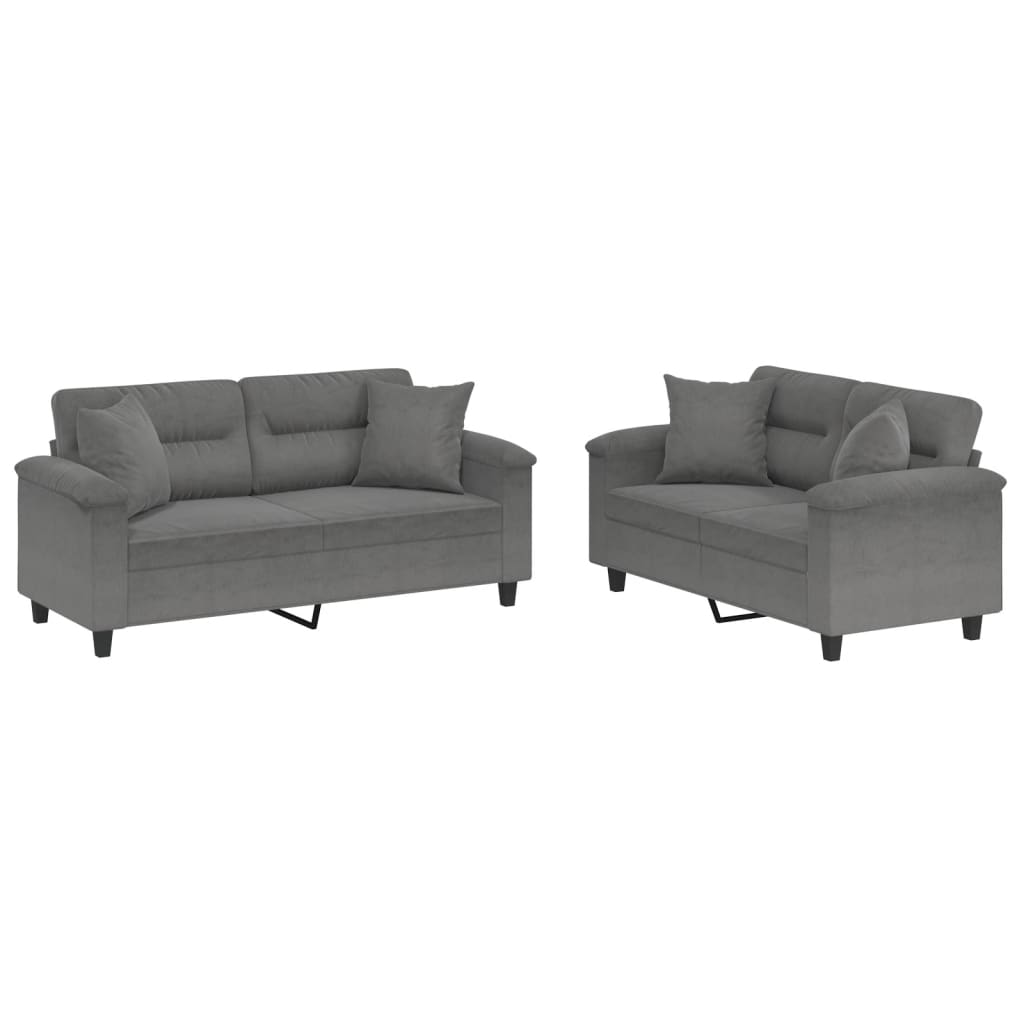 2-delige Loungeset met kussens microvezelstof taupe