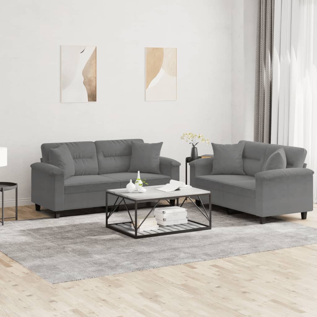 2-delige Loungeset met kussens microvezelstof taupe