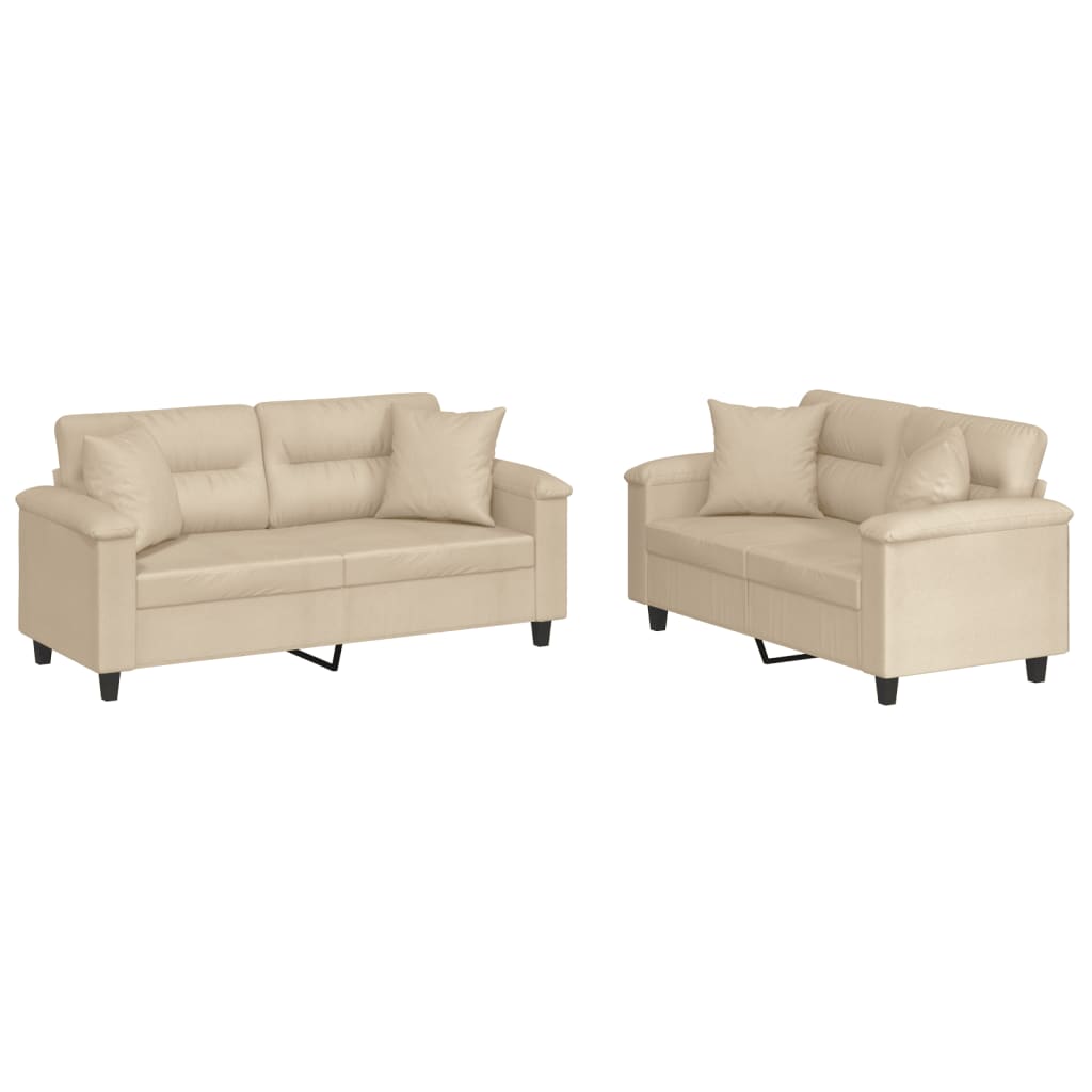 2-delige Loungeset met kussens microvezelstof taupe