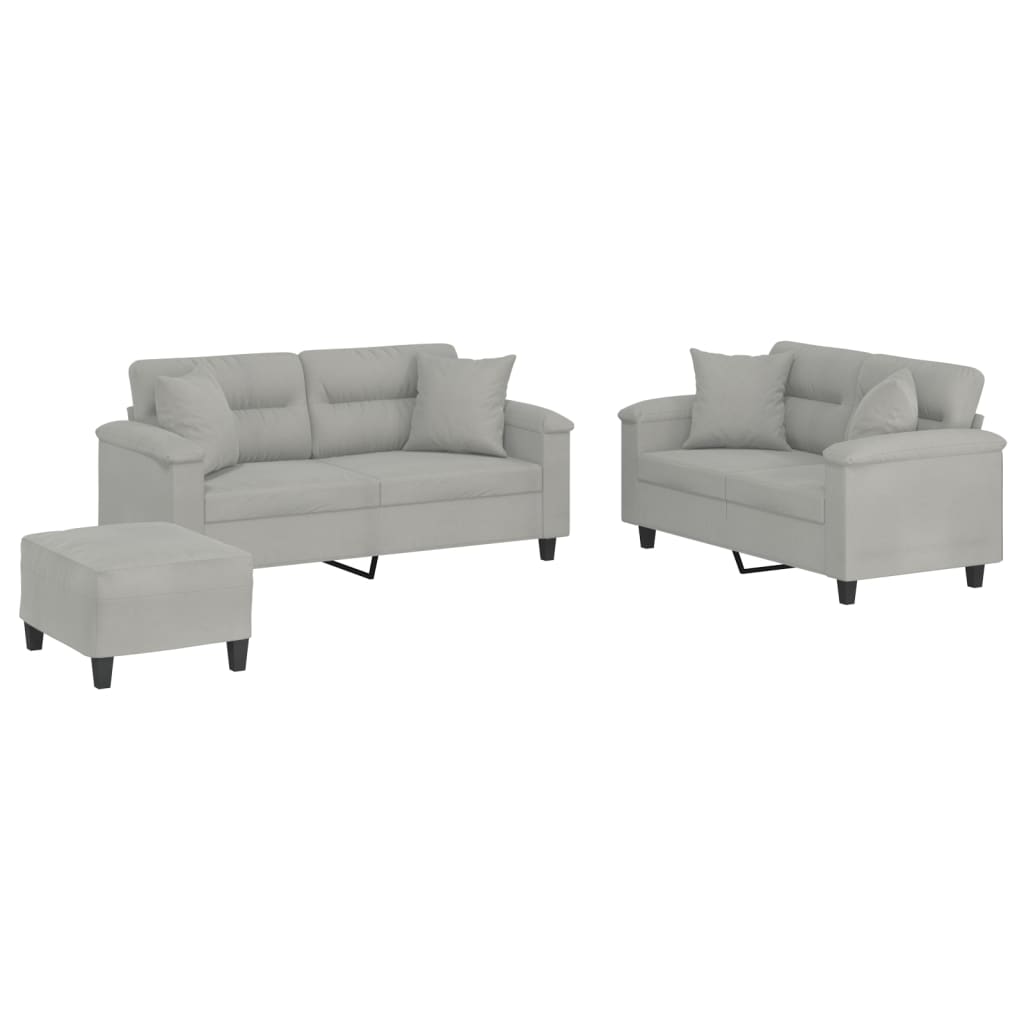 2-delige Loungeset met kussens microvezelstof taupe