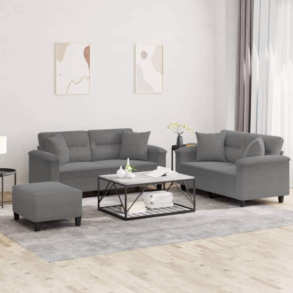 2-delige Loungeset met kussens microvezelstof taupe