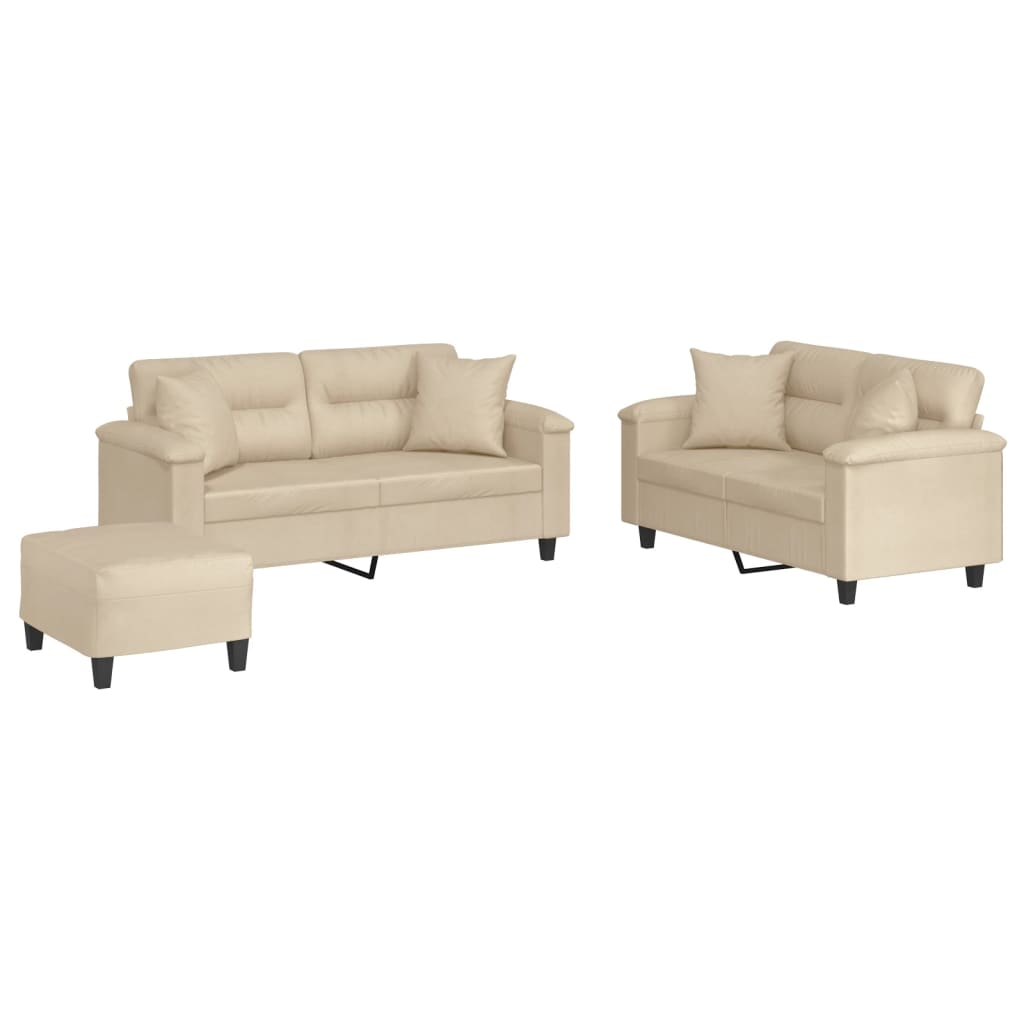 2-delige Loungeset met kussens microvezelstof taupe