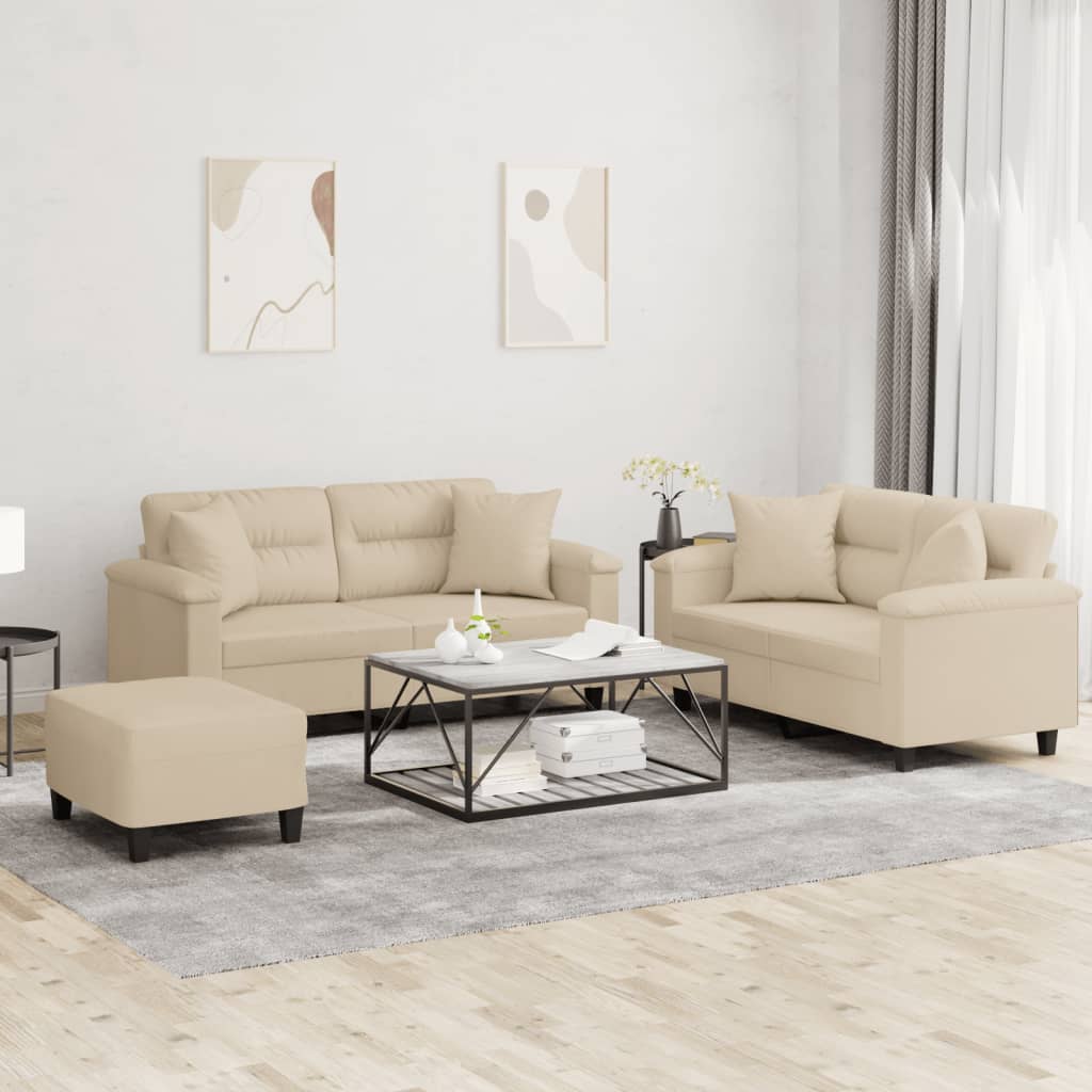 2-delige Loungeset met kussens microvezelstof taupe