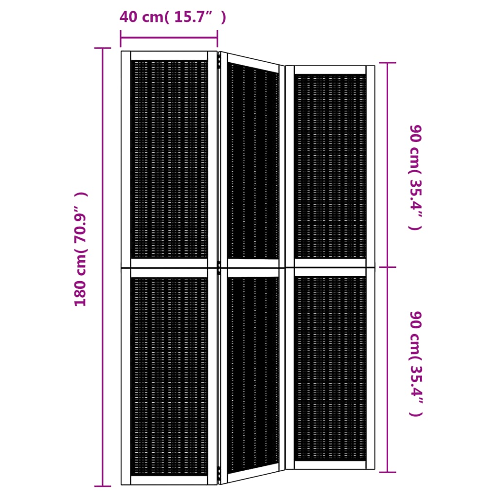 Kamerscherm met 4 panelen massief paulowniahout bruin