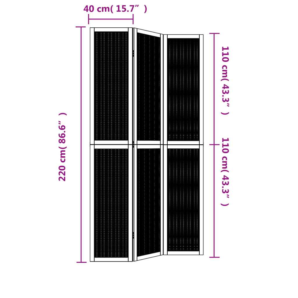 Kamerscherm met 4 panelen massief paulowniahout bruin